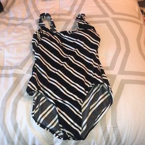 Black and white one piece swim suit
